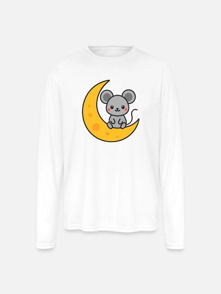Mouse - Men's Moisture Wicking Performance Long Sleeve T-Shirt - white