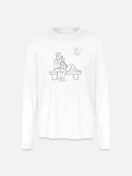 Moonlit Bench Romance - Men's Moisture Wicking Performance Long Sleeve T-Shirt - white