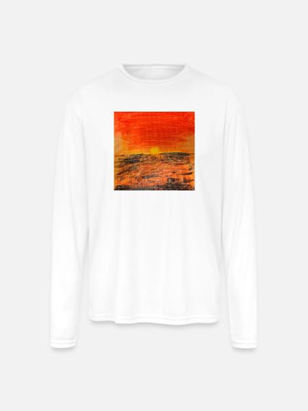 Sunset at Distant Shore - Men's Moisture Wicking Performance Long Sleeve T-Shirt - white