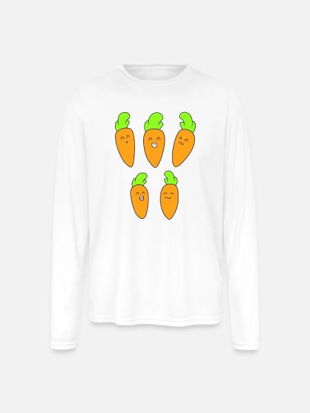 Cute carrot face - Men's Moisture Wicking Performance Long Sleeve T-Shirt - white