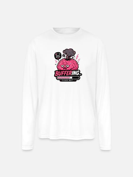 brain loading sticker - Men's Moisture Wicking Performance Long Sleeve T-Shirt - white