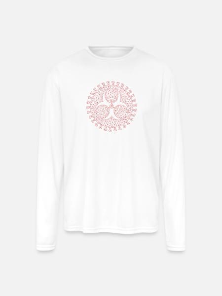Geometric Virus Triad Emblem - Men's Moisture Wicking Performance Long Sleeve T-Shirt - white