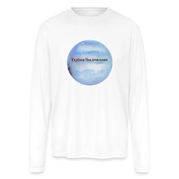 Explore The Unknown Watercolor Badge - Men's Moisture Wicking Performance Long Sleeve T-Shirt - white - Front