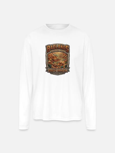 Badlands National Park Tee - Men's Moisture Wicking Performance Long Sleeve T-Shirt - white
