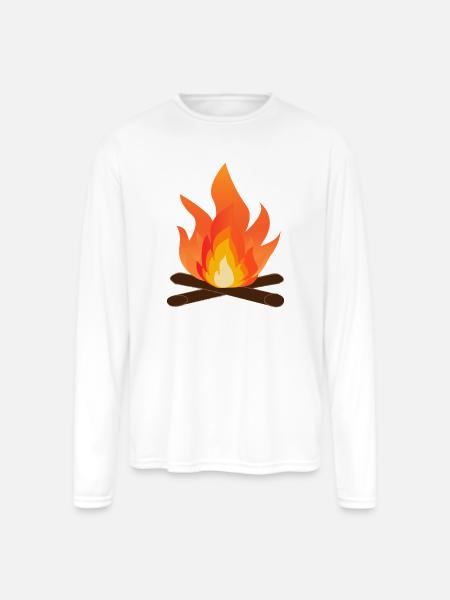 Bonfire Glow Campfire Flame Art - Men's Moisture Wicking Performance Long Sleeve T-Shirt - white