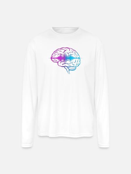 Neon Brain Wave Gradient - Men's Moisture Wicking Performance Long Sleeve T-Shirt - white