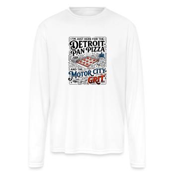 Detroit Pan Pizza And Motor City Grit - Men's Moisture Wicking Performance Long Sleeve T-Shirt - white - Front