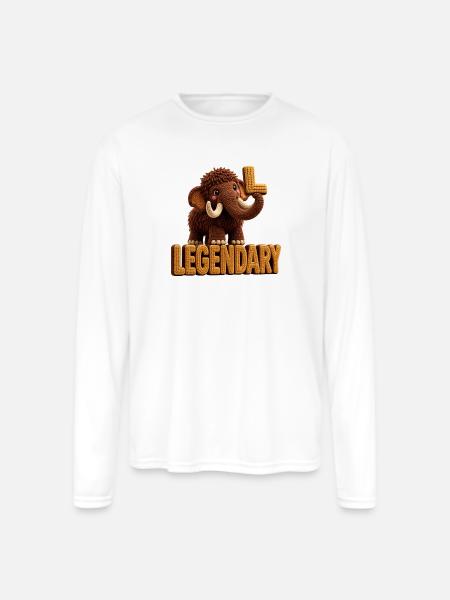 Legendary Mammoth — Bold Letter Art - Men's Moisture Wicking Performance Long Sleeve T-Shirt - white