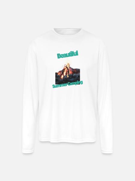 Beautiful_Summer_Camping - Men's Moisture Wicking Performance Long Sleeve T-Shirt - white