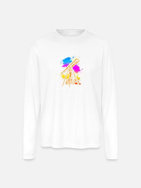 Astrophotography Galaxy Telescope - Men's Moisture Wicking Performance Long Sleeve T-Shirt - white