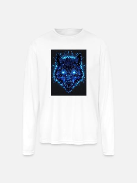 Neon Circuit Wolf - Men's Moisture Wicking Performance Long Sleeve T-Shirt - white
