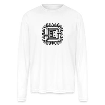 Monochrome Microchip Circuit - Men's Moisture Wicking Performance Long Sleeve T-Shirt - white - Front
