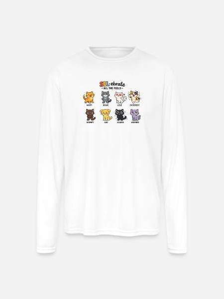 SEL-ebrate All The Feels - Men's Moisture Wicking Performance Long Sleeve T-Shirt - white