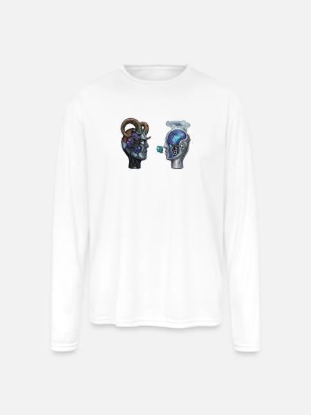 Steampunk Nebula Minds - Men's Moisture Wicking Performance Long Sleeve T-Shirt - white