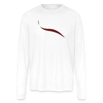 Abstract Fluid Wave Minimalist Dark Red Curvaceous - Men's Moisture Wicking Performance Long Sleeve T-Shirt - white - Front