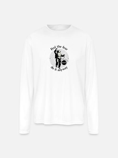 Astronaut Faces Fear Orbit - Men's Moisture Wicking Performance Long Sleeve T-Shirt - white