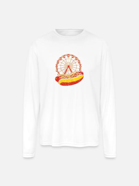 Neon Carnival Hotdog & Ferris Wheel - Men's Moisture Wicking Performance Long Sleeve T-Shirt - white