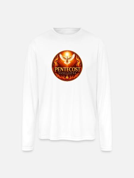 Pentecost Flame Dove Emblem - Men's Moisture Wicking Performance Long Sleeve T-Shirt - white
