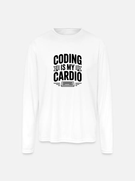Coding Is My Cardio - Men's Moisture Wicking Performance Long Sleeve T-Shirt - white