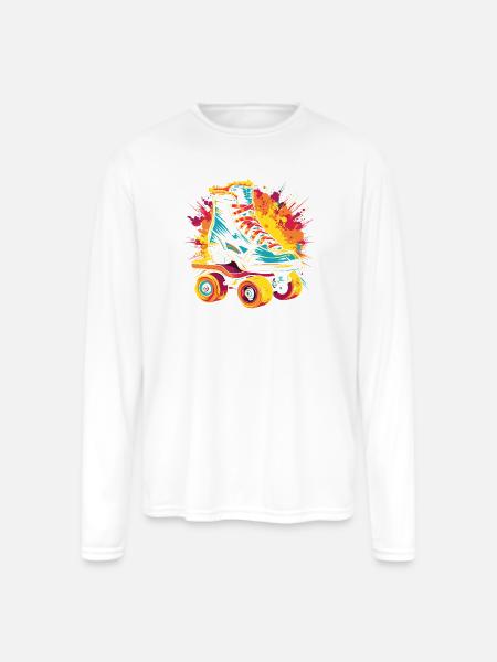Roller Skates Splotch - Men's Moisture Wicking Performance Long Sleeve T-Shirt - white