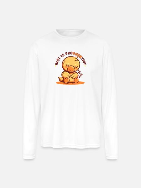 Rest is Producktive - Men's Moisture Wicking Performance Long Sleeve T-Shirt - white