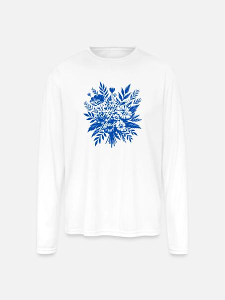 Beautify_the_earth_with_flowers - Men's Moisture Wicking Performance Long Sleeve T-Shirt - white