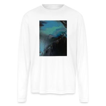 Midnight Ocean Fluid Art - Men's Moisture Wicking Performance Long Sleeve T-Shirt - white - Front