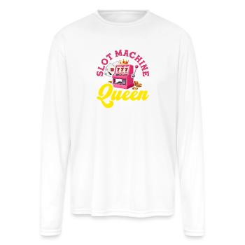 Pink Slot Machine Queen Casino Gambling Jackpot - Men's Moisture Wicking Performance Long Sleeve T-Shirt - white - Front