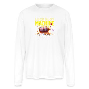 Luck Slot Machine Casino Gambling Jackpot Winner - Men's Moisture Wicking Performance Long Sleeve T-Shirt - white - Front