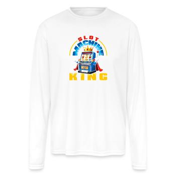 Slot Machine King Casino Gambling Jackpot Vegas - Men's Moisture Wicking Performance Long Sleeve T-Shirt - white - Front