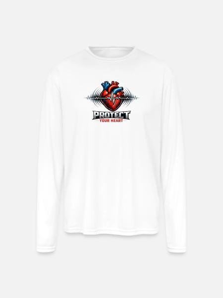 Protect Your Heart - Men's Moisture Wicking Performance Long Sleeve T-Shirt - white