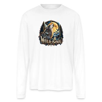 Moonlit Wolf Wild Soul - Men's Moisture Wicking Performance Long Sleeve T-Shirt - white - Front