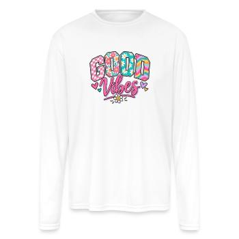 Floral Retro Sticker - Men's Moisture Wicking Performance Long Sleeve T-Shirt - white - Front