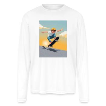 Sunset Kickflip Kid - Men's Moisture Wicking Performance Long Sleeve T-Shirt - white - Front