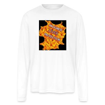 Progress Over Protection - Motivational Badge Butt - Men's Moisture Wicking Performance Long Sleeve T-Shirt - white - Front