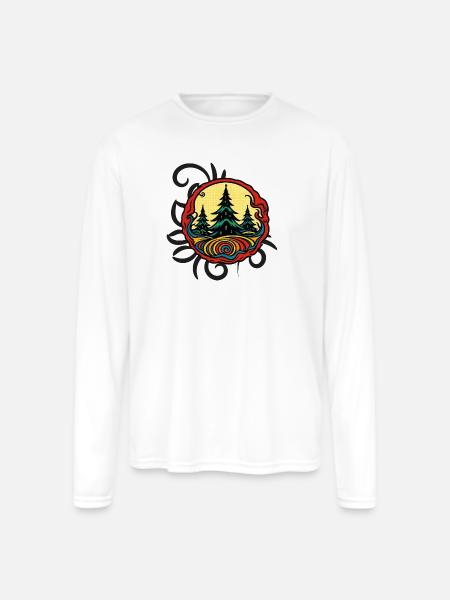 Forest Summit Badge Sunset - Men's Moisture Wicking Performance Long Sleeve T-Shirt - white
