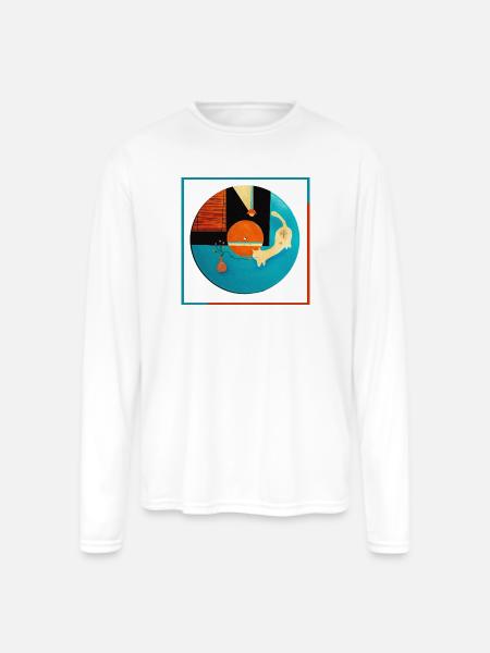 Abstract Cat Orbit Circle - Men's Moisture Wicking Performance Long Sleeve T-Shirt - white