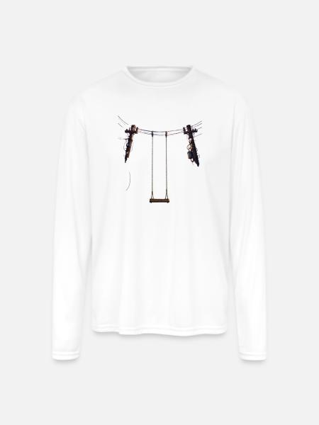 Rustic Swing Silhouette - Men's Moisture Wicking Performance Long Sleeve T-Shirt - white