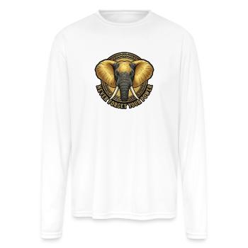 Never Forget Your Power Elephant Emblem - Men's Moisture Wicking Performance Long Sleeve T-Shirt - white - Front