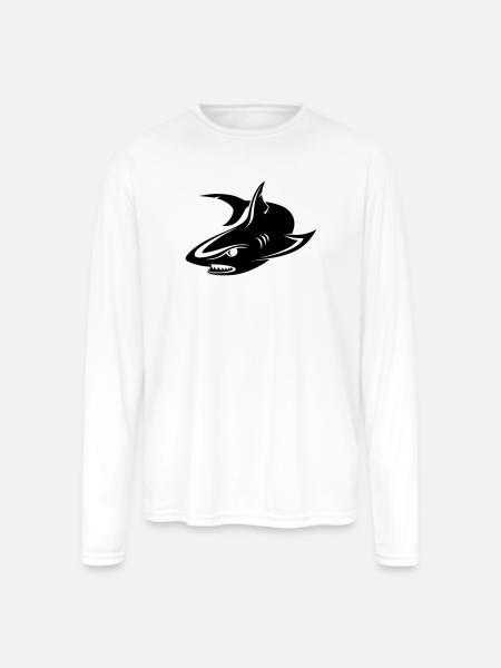 Shark - Men's Moisture Wicking Performance Long Sleeve T-Shirt - white