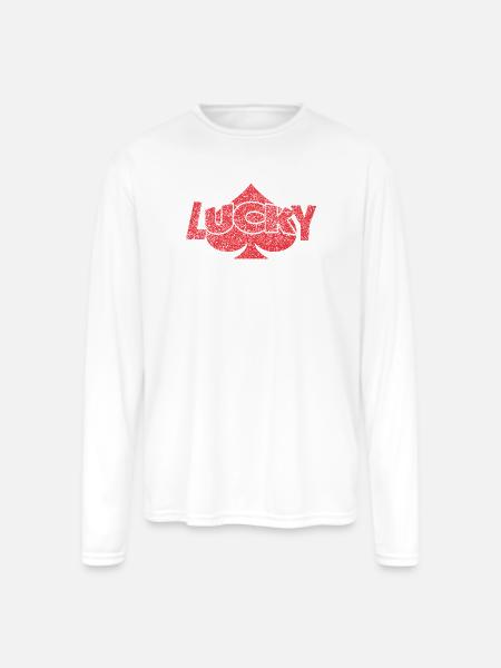Lucky Spade - Men's Moisture Wicking Performance Long Sleeve T-Shirt - white