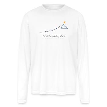 Small Steps Big Wins Minimalism Motivation Quote - Men's Moisture Wicking Performance Long Sleeve T-Shirt - white - Front