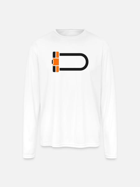 Bicycle U Lock Graphic - Men's Moisture Wicking Performance Long Sleeve T-Shirt - white