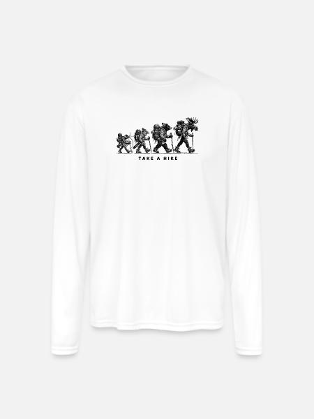 Midnight Silhouette Minimal Tee - Men's Moisture Wicking Performance Long Sleeve T-Shirt - white