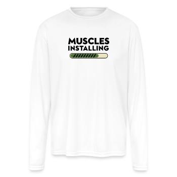 Muscles Installing Progress Bar Fitness Gym - Men's Moisture Wicking Performance Long Sleeve T-Shirt - white - Front