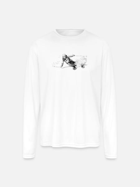 Alpine Skier Sketch Pattern - Men's Moisture Wicking Performance Long Sleeve T-Shirt - white