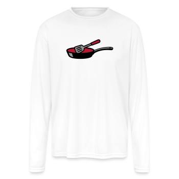 Frying Pan Cooking Chef Restaurant Culinary - Men's Moisture Wicking Performance Long Sleeve T-Shirt - white - Front