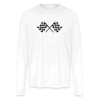 Checkered Racing Flags - Men's Moisture Wicking Performance Long Sleeve T-Shirt - white - Front