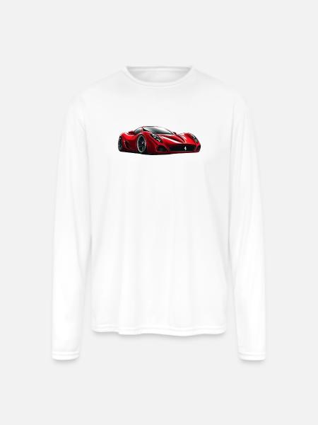 Crimson Velocity Sports Car - Men's Moisture Wicking Performance Long Sleeve T-Shirt - white