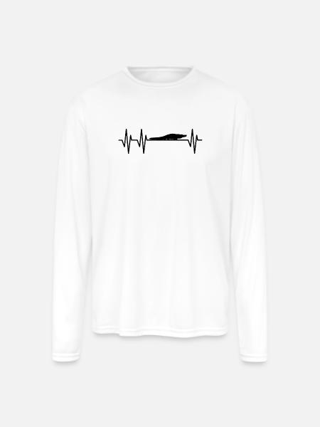 Alligator Heartbeat - Men's Moisture Wicking Performance Long Sleeve T-Shirt - white